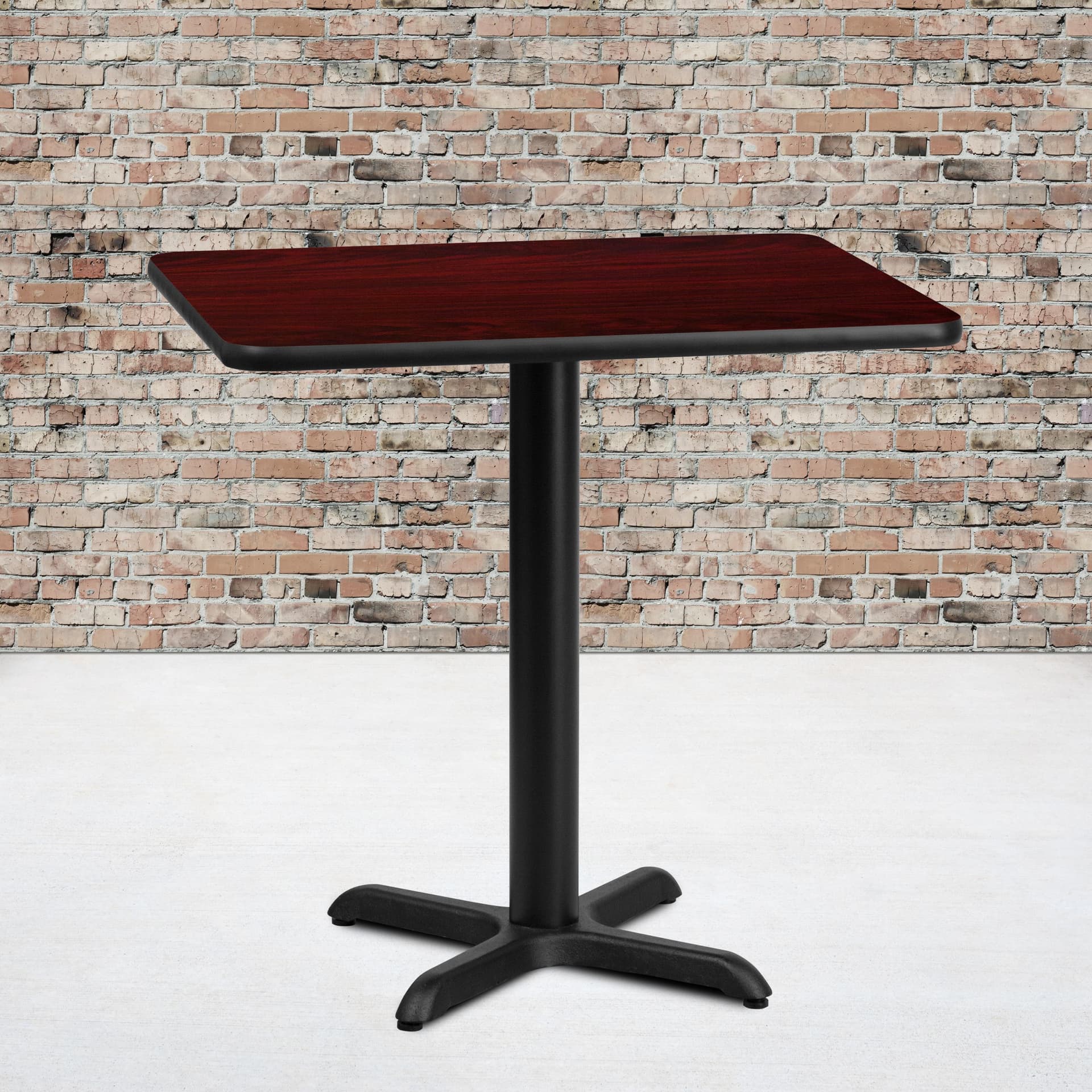 24" x 30" Mahogany Laminate Table Top with 22" x 22" Table Height Base