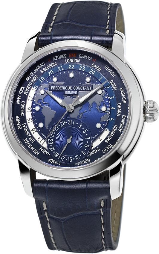 Men's FC Manufacture Navy Alligator Strap watch with Navy dial