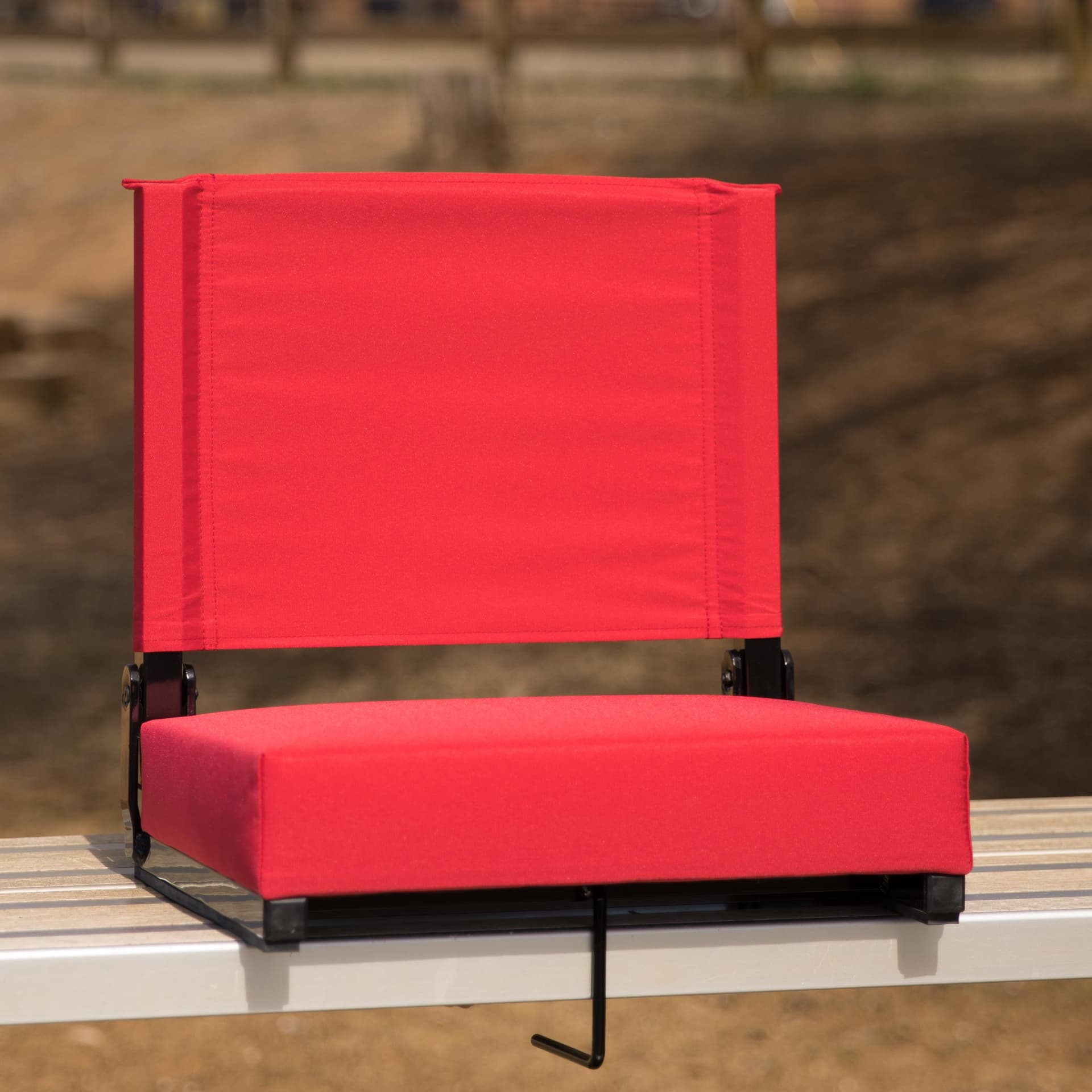 500 lb. Rated Lightweight Stadium Chair-Handle-Padded Seat, Red