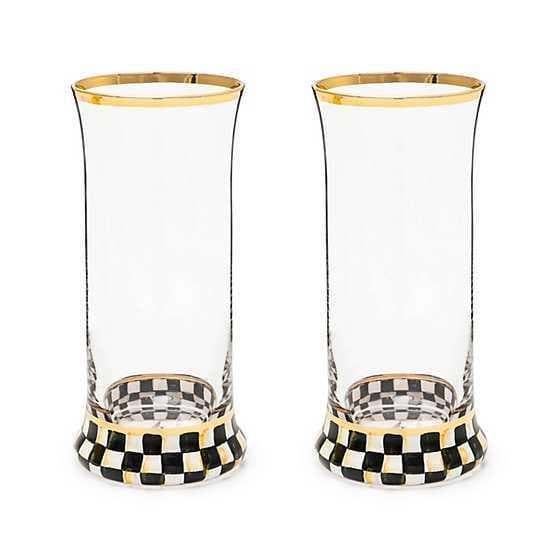 Sterling Check Highball Glass, Set of 2