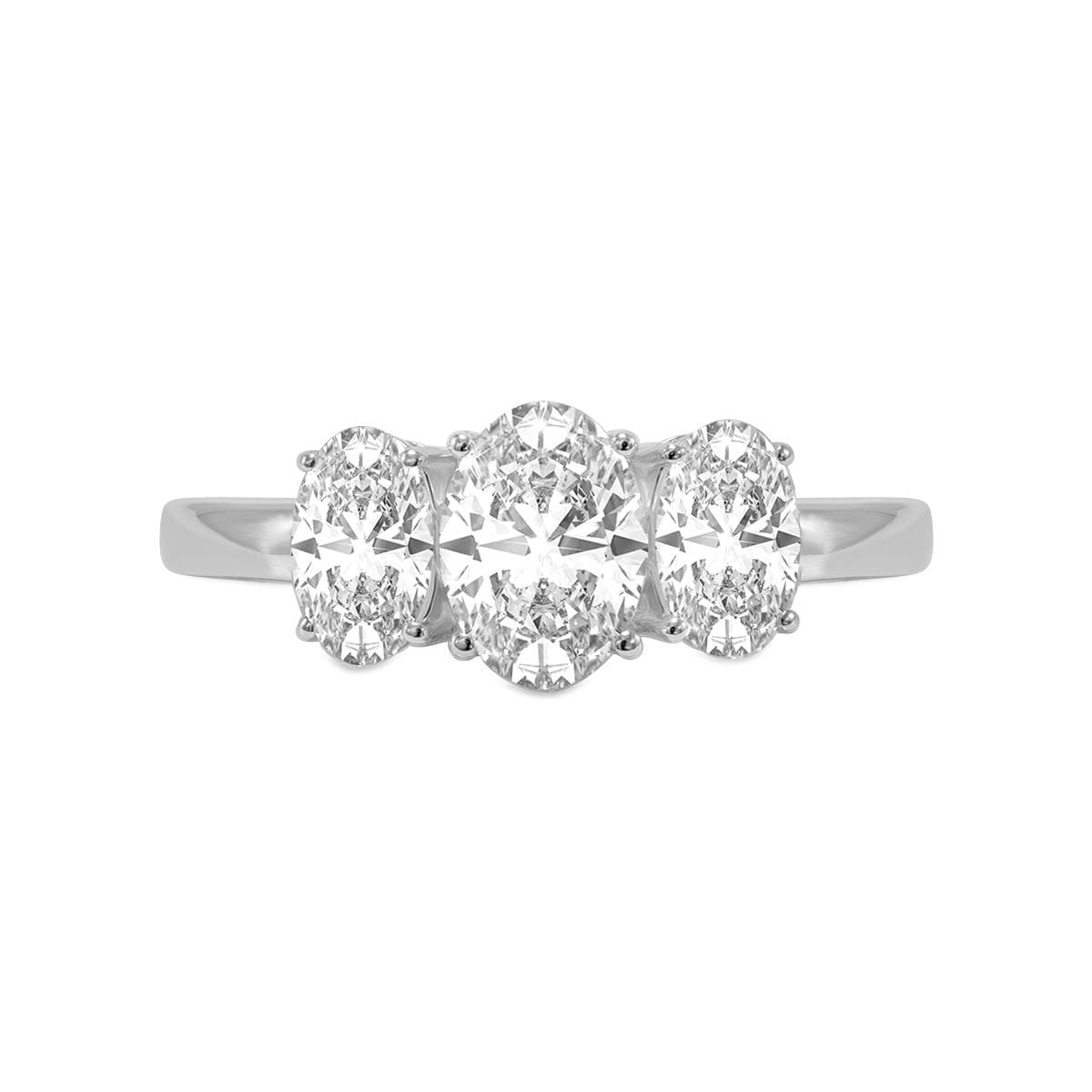 1CTW Three Stone Oval Lab Diamond Ring Size 4.5