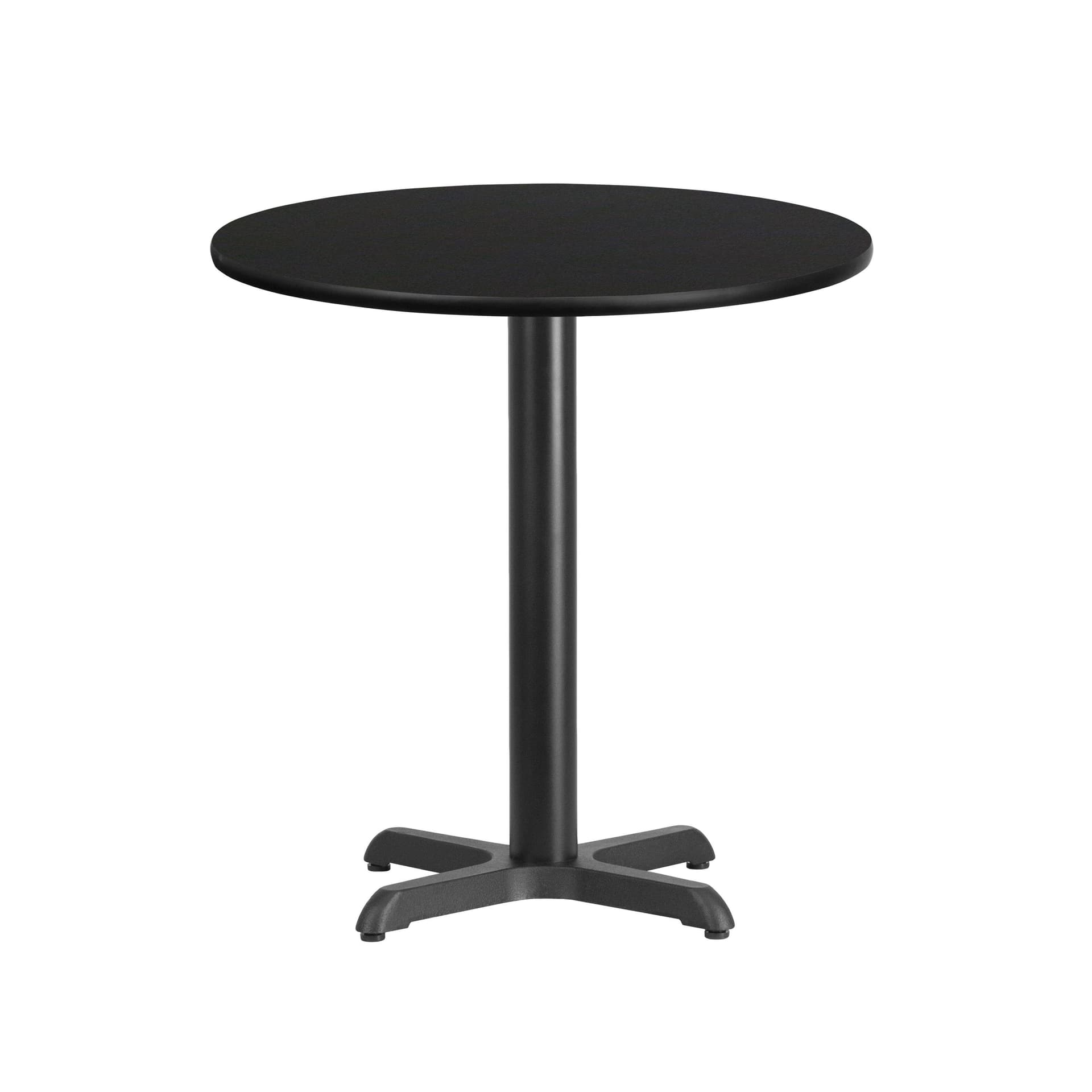 24" Round Black Laminate Table Top with 22" x 22" Table Height Base