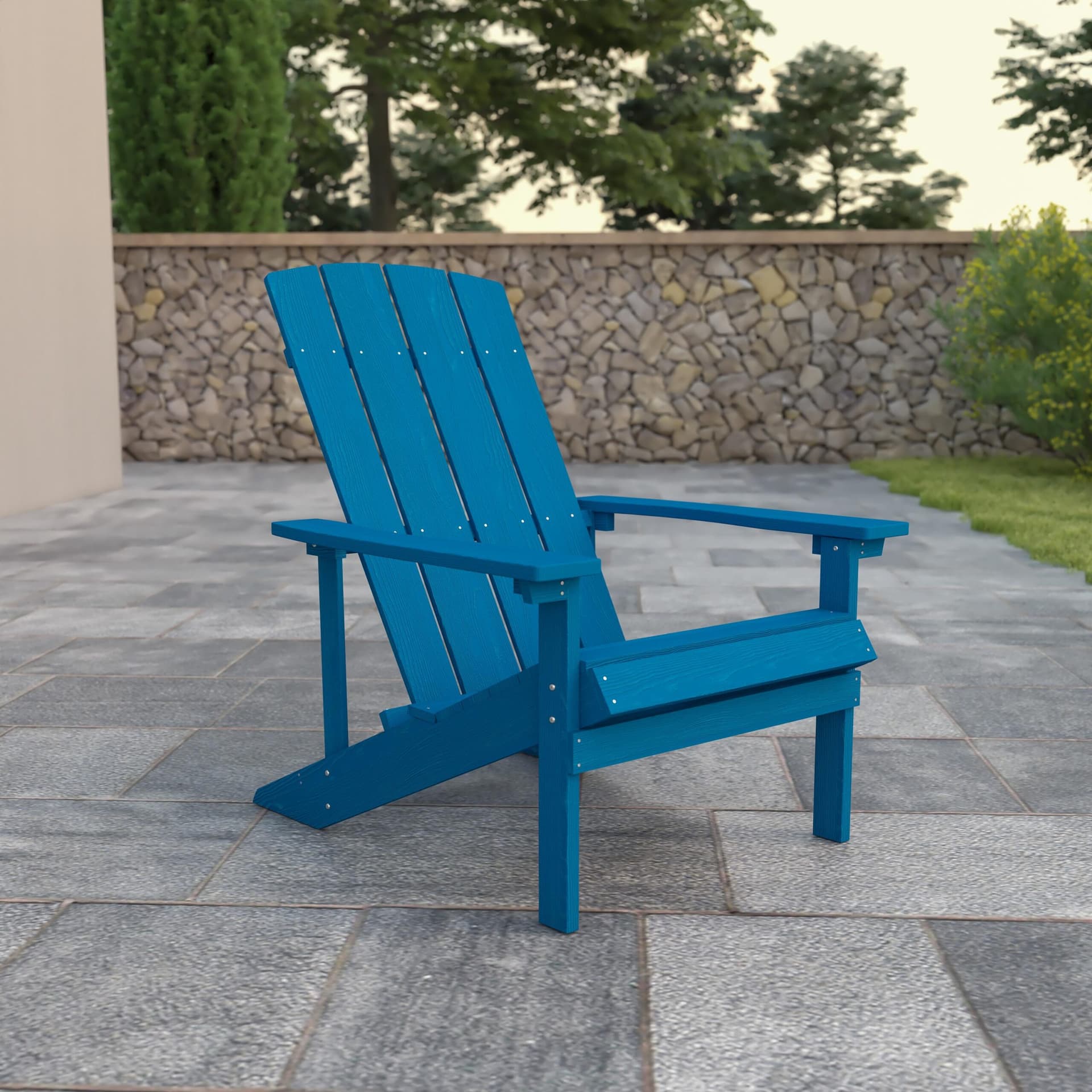 Outdoor Blue All-Weather Poly Resin Wood Adirondack Chair