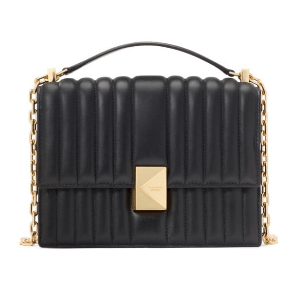 Deco Quilted Chain Shoulder Bag - Black
