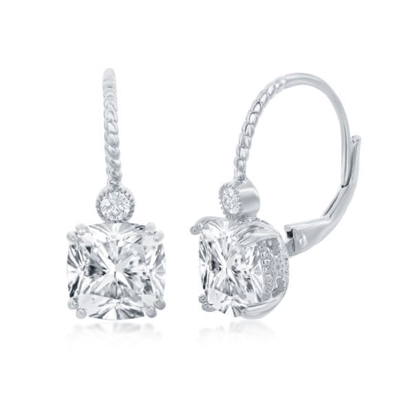 Cubic Zirconia & Sterling Silver Lever Back Earrings