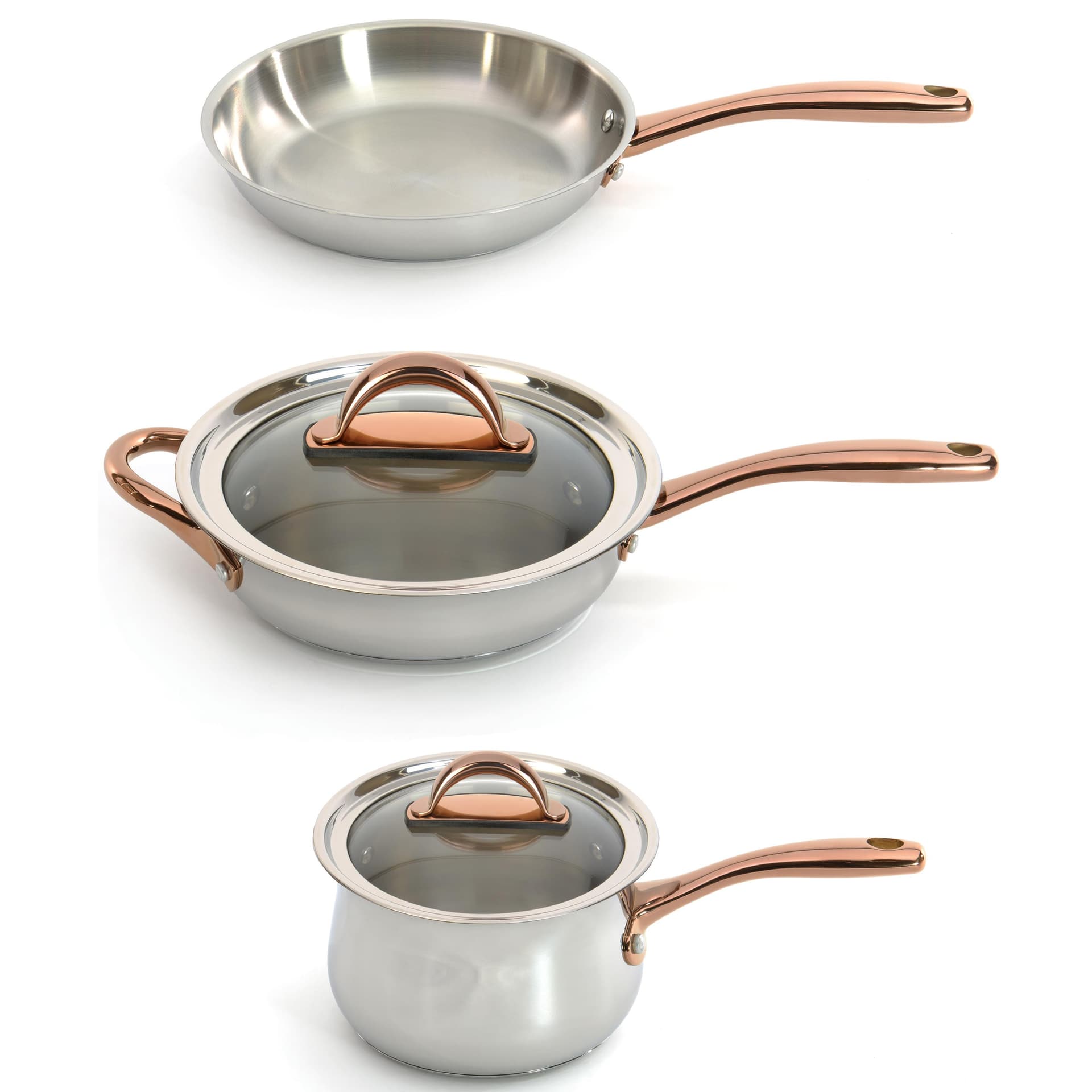 Ouro Gold 18/10 SS 4pc Starter Set/Glass Lids