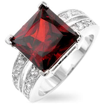 Garnet CZ Split Shank Ring(10)