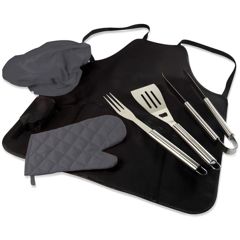 BBQ Apron Tote Pro - Black with Gray Accents