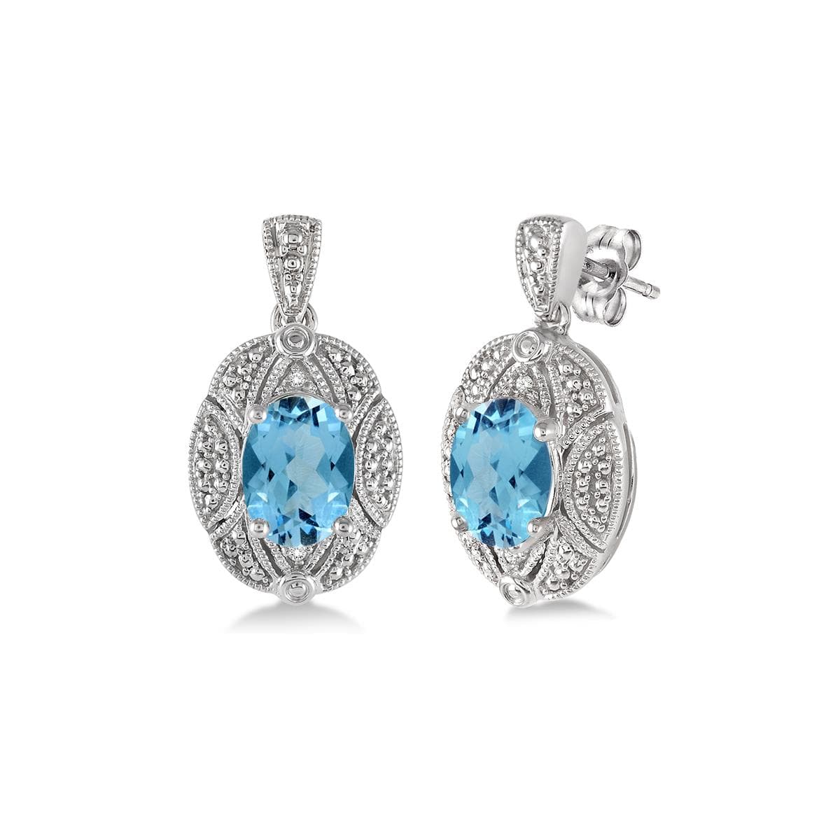 Blue Topaz & Diamond Earrings