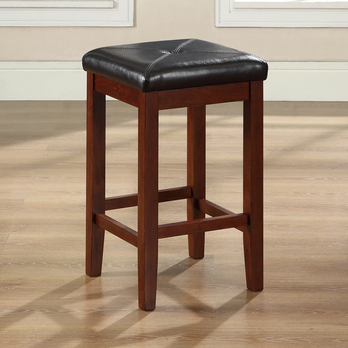 Upholstered Square Seat 2Pc Counter Height Bar Stool Set