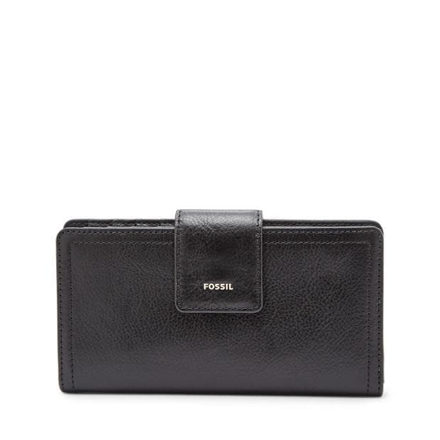 Logan Leather RFID Tab Clutch Wallet Black