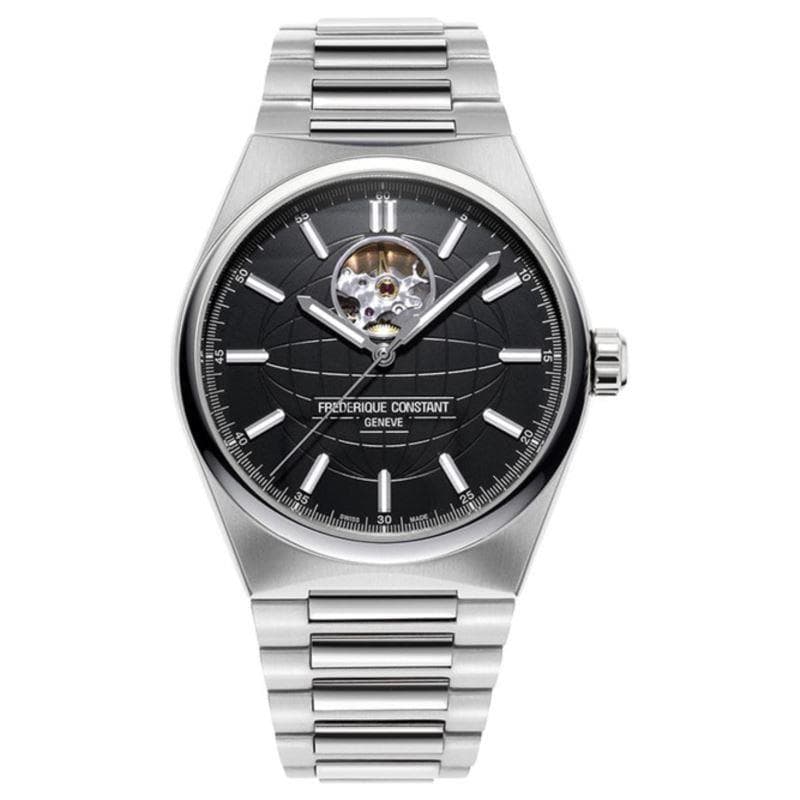Men's Highlife Heart Beat Automatic Silver-Tone SS Watch Black Dial