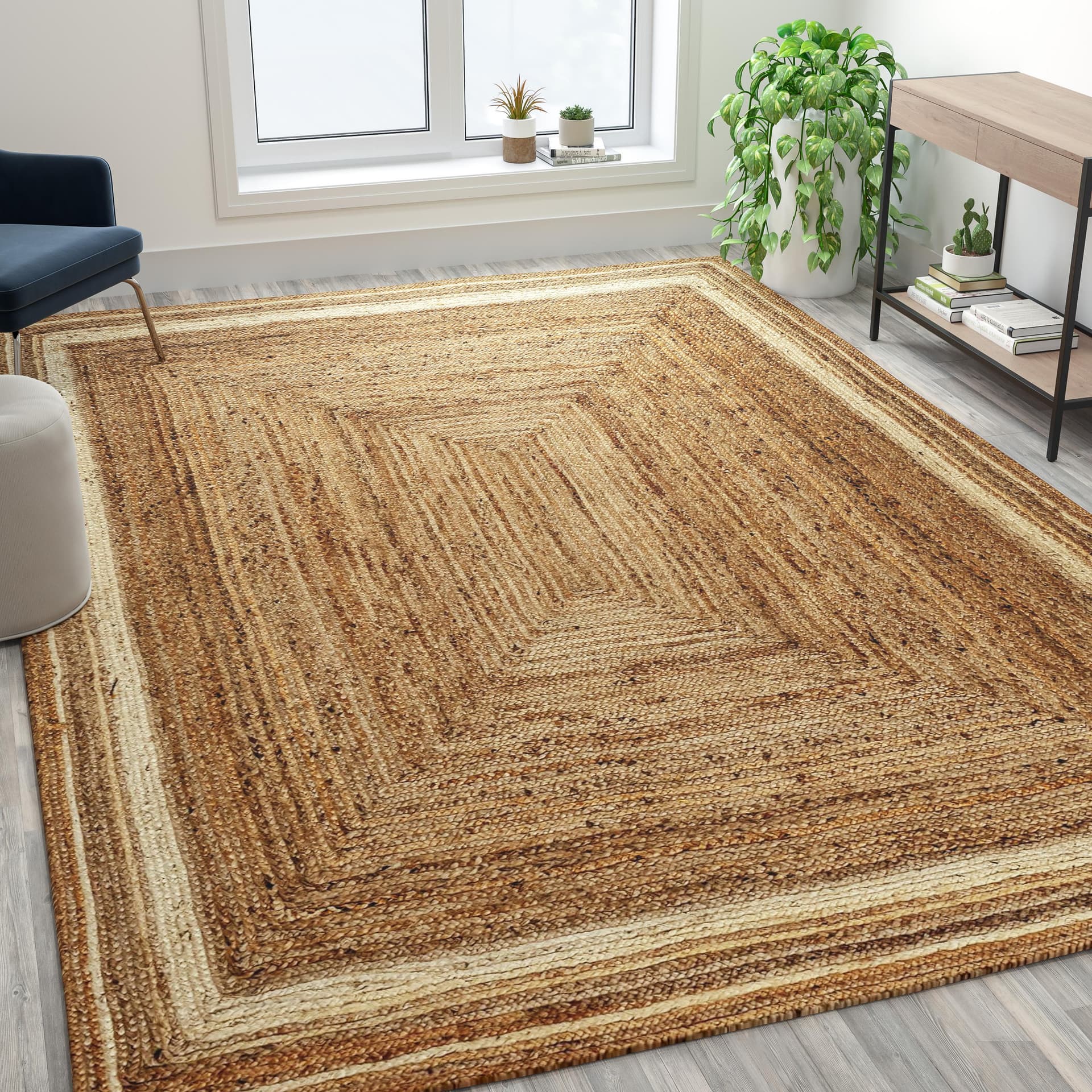 Natural Fiber Jute Area Rug 8' x 10' - Indoor Jute Rug - Natural Area Rugs
