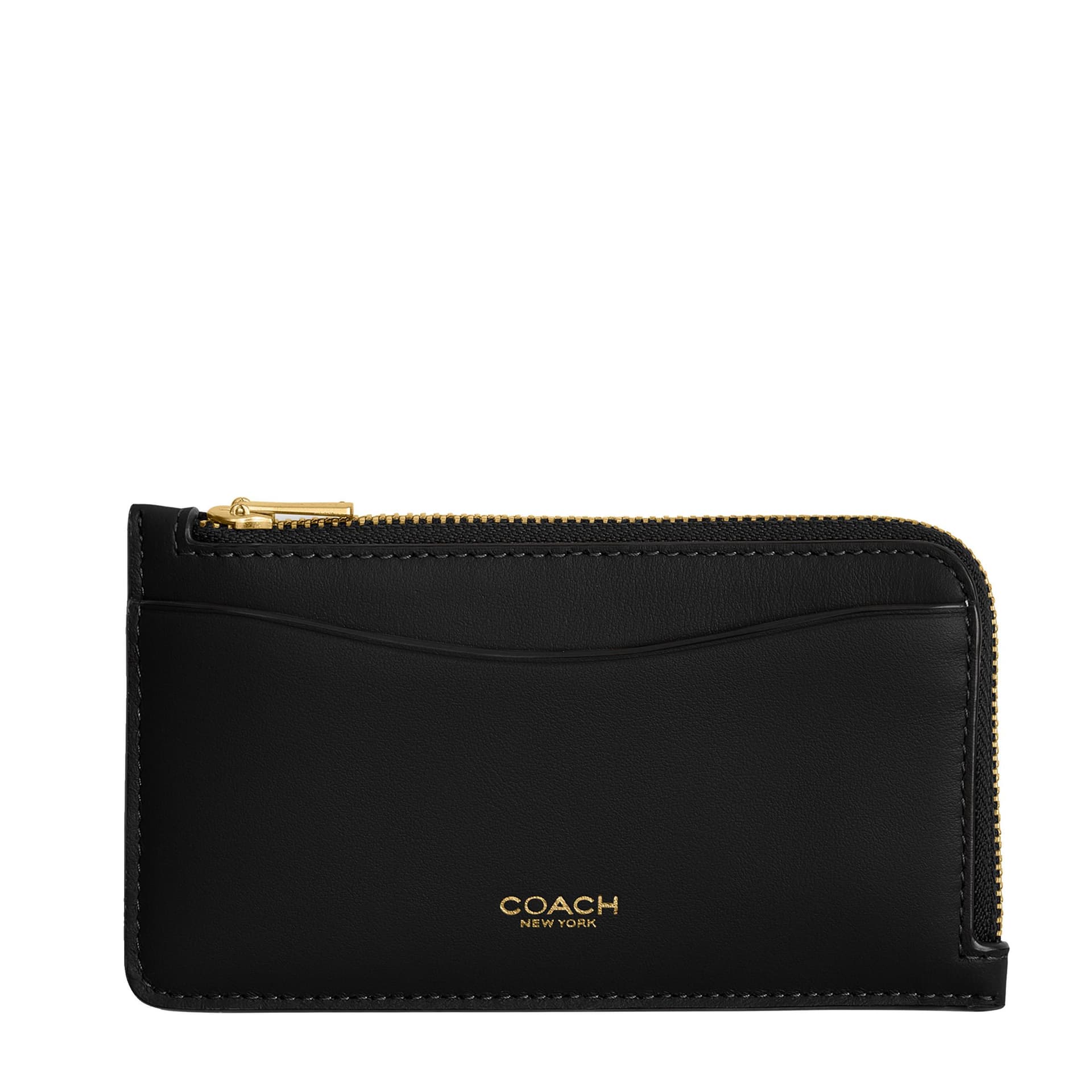 New York Zip Card Case - Black/Brass