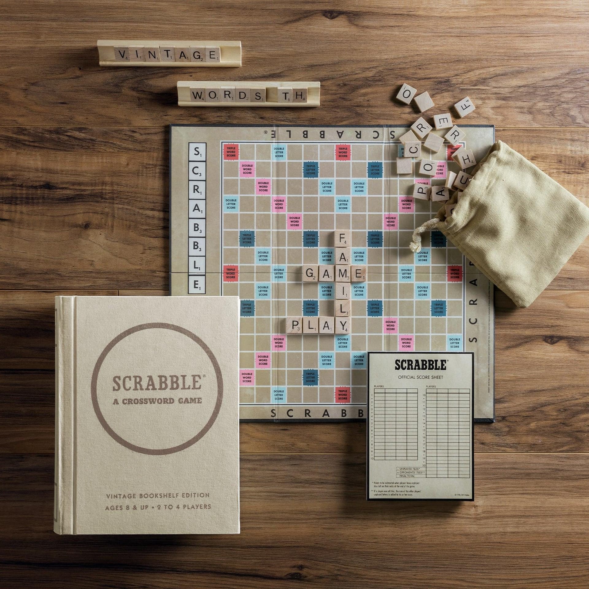 Scrabble Vintage Bookshelf Edition Board Game Ages 8+ Years
