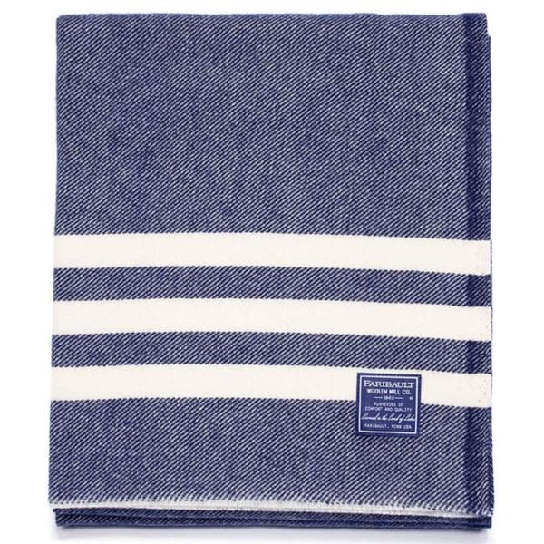 Faribault Mill Trapper Wool Throw - Navy