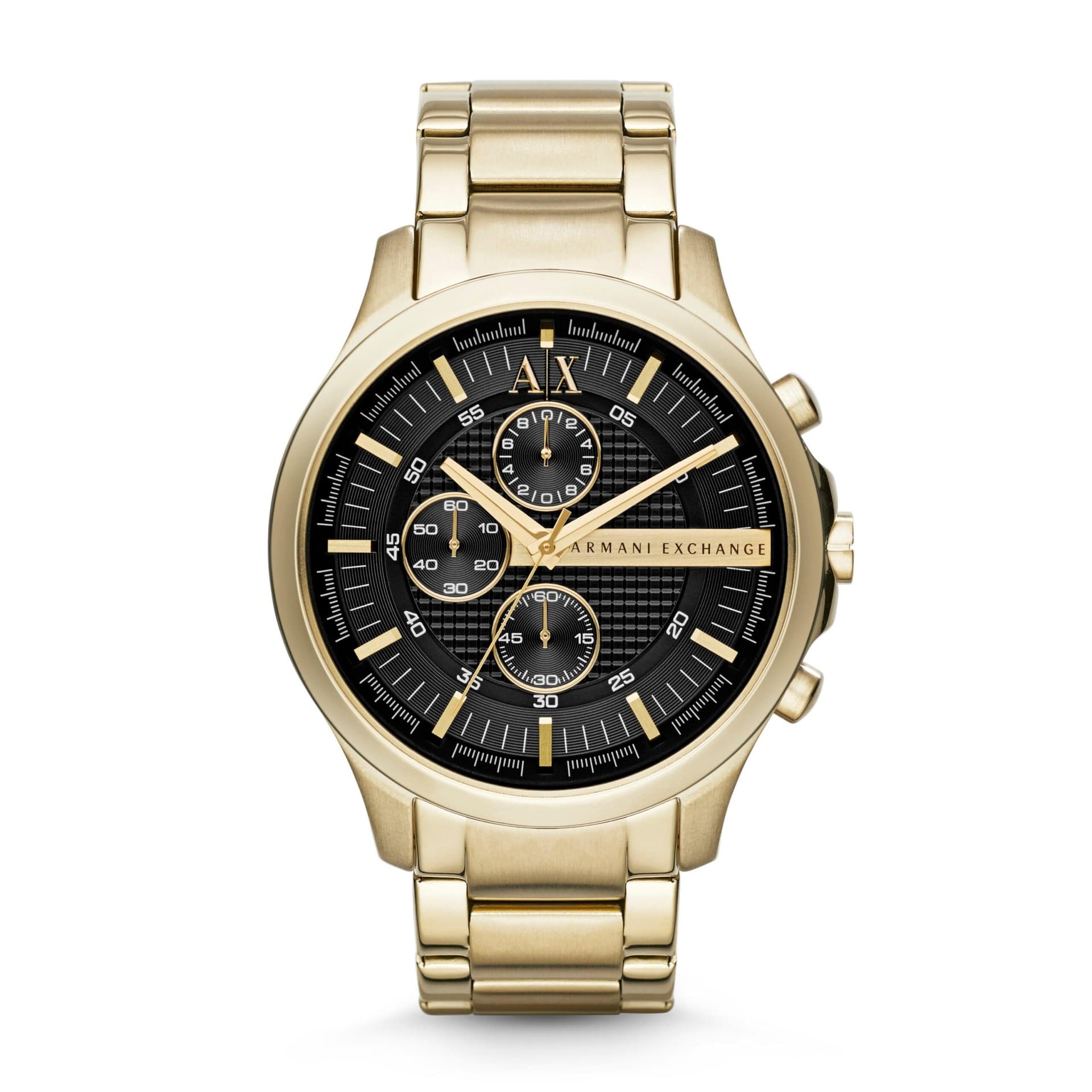Mens Hampton Chronograph Black-Tone Stainles Steel Watch Black Dial