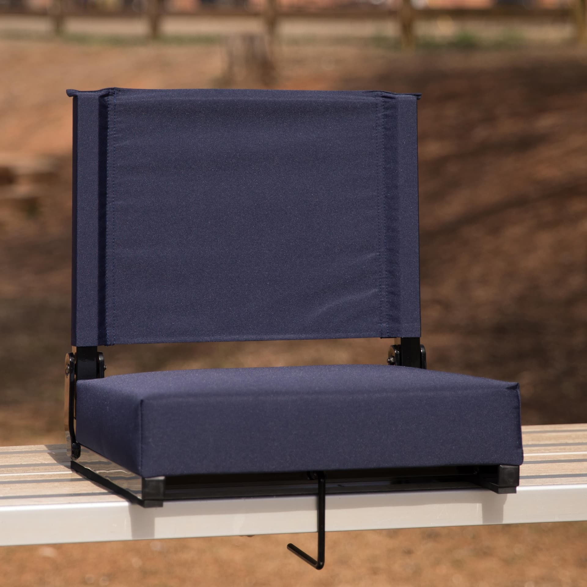 500 lb. Rated Lightweight Stadium Chair-Handle-Padded Seat, Navy
