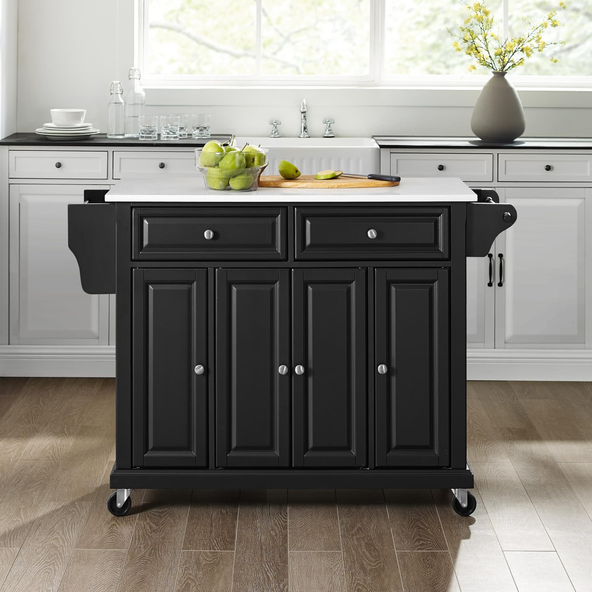 Full Size Stone Top Kitchen Cart