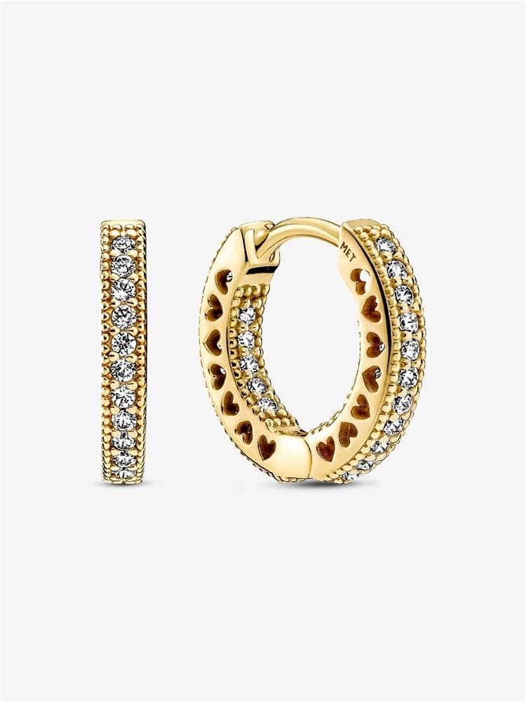 Pav Heart Hoop Earrings