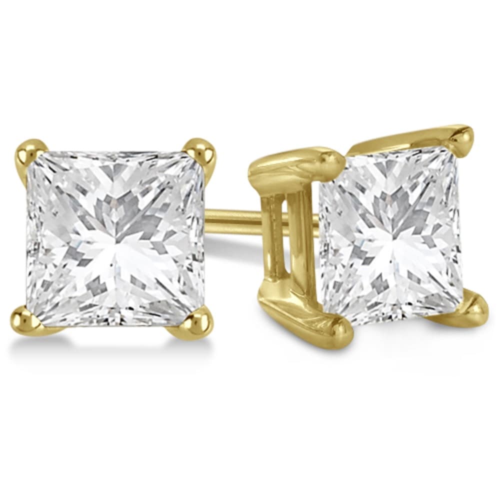 PARIKHS Princess cut Premium Diamond Stud 14K Yellow Gold 0.06ct IJ Color,SI2 Clarity