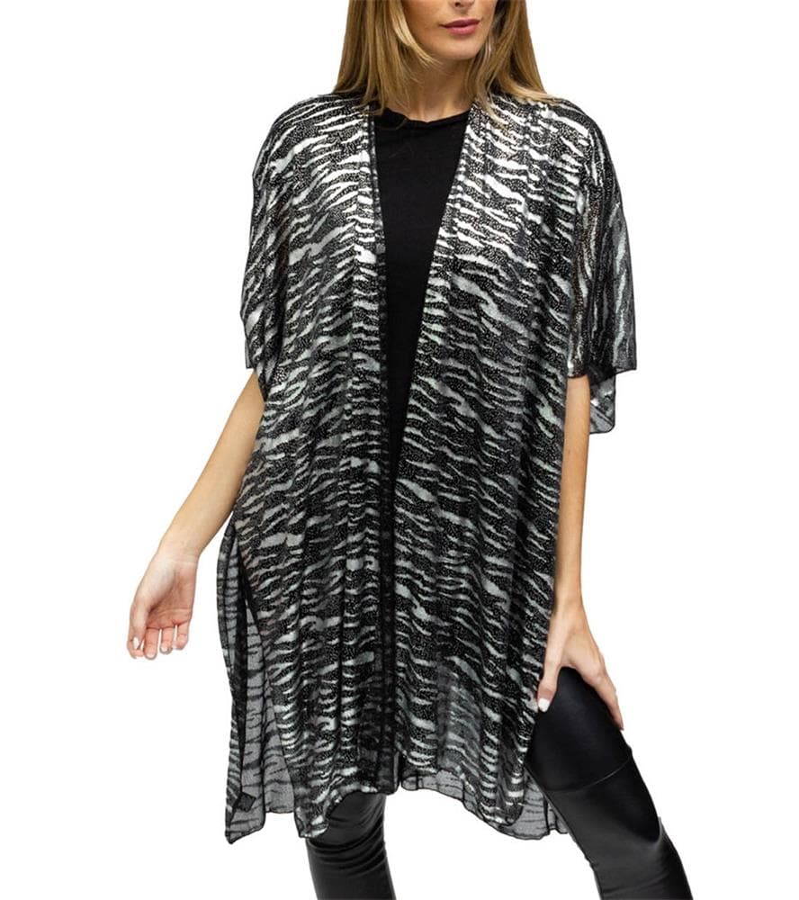 Zebra Foil Print Kimono
