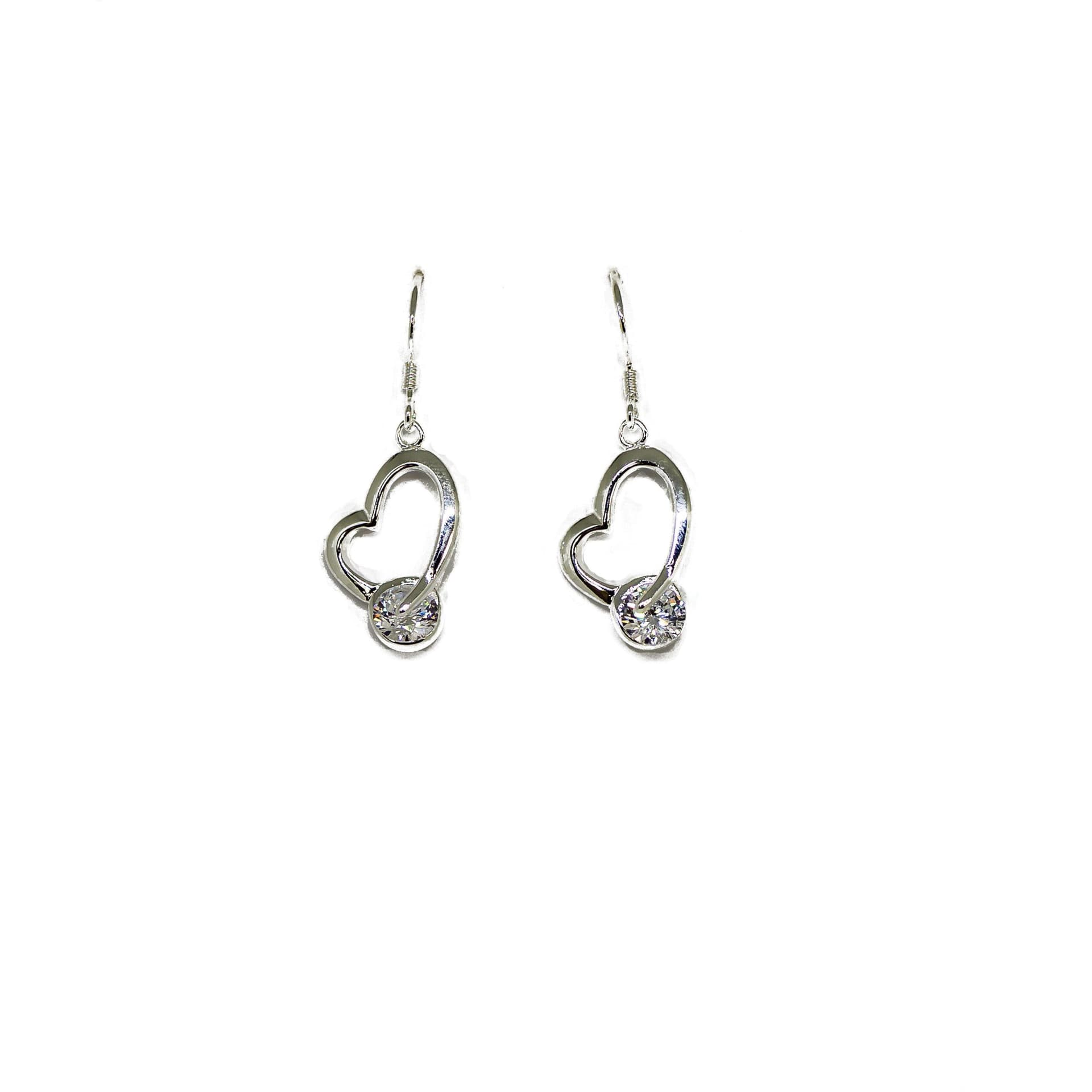 Sparkling Hearts Dangling Earrings