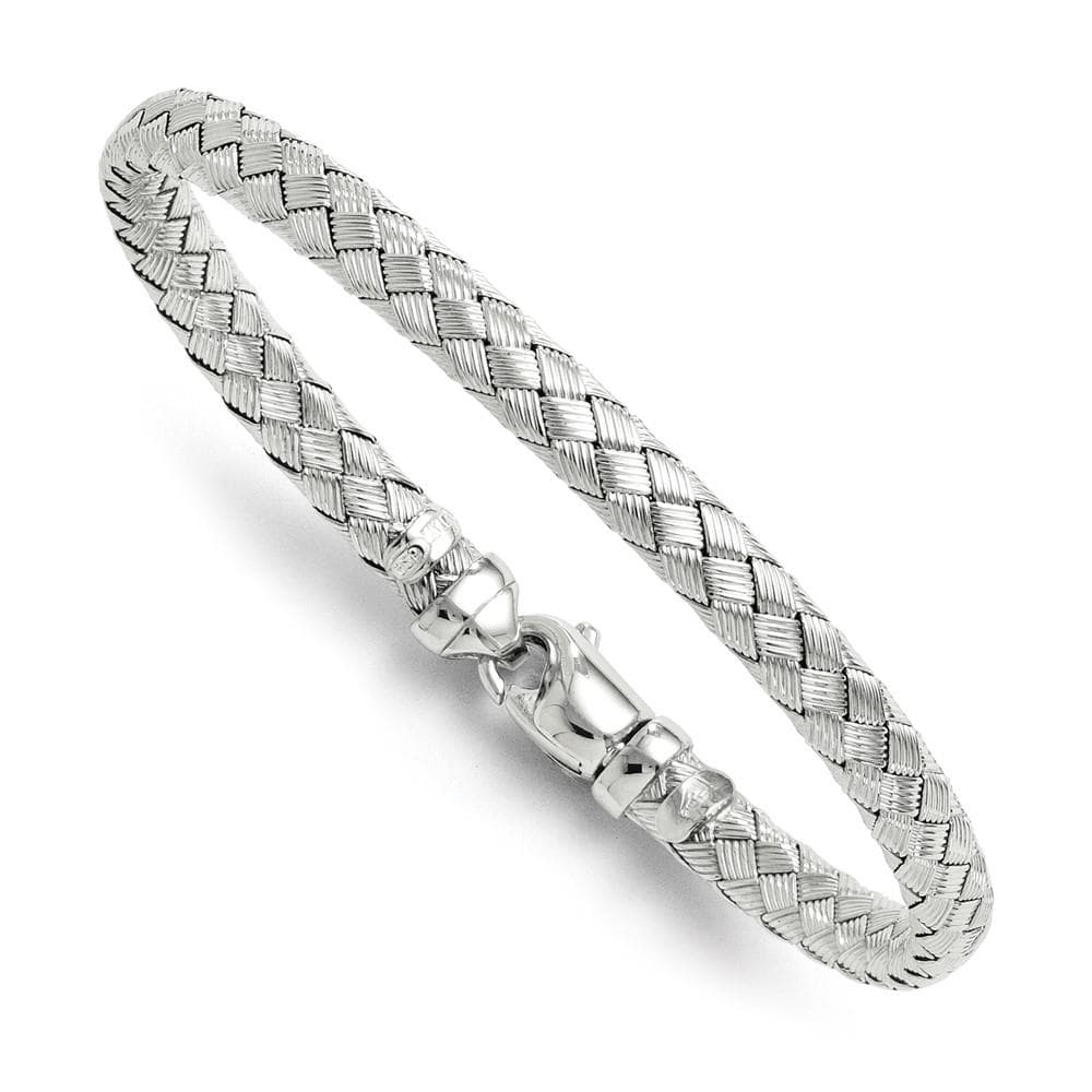 Sterling Rhodium-plated Weaved Silver Bangle