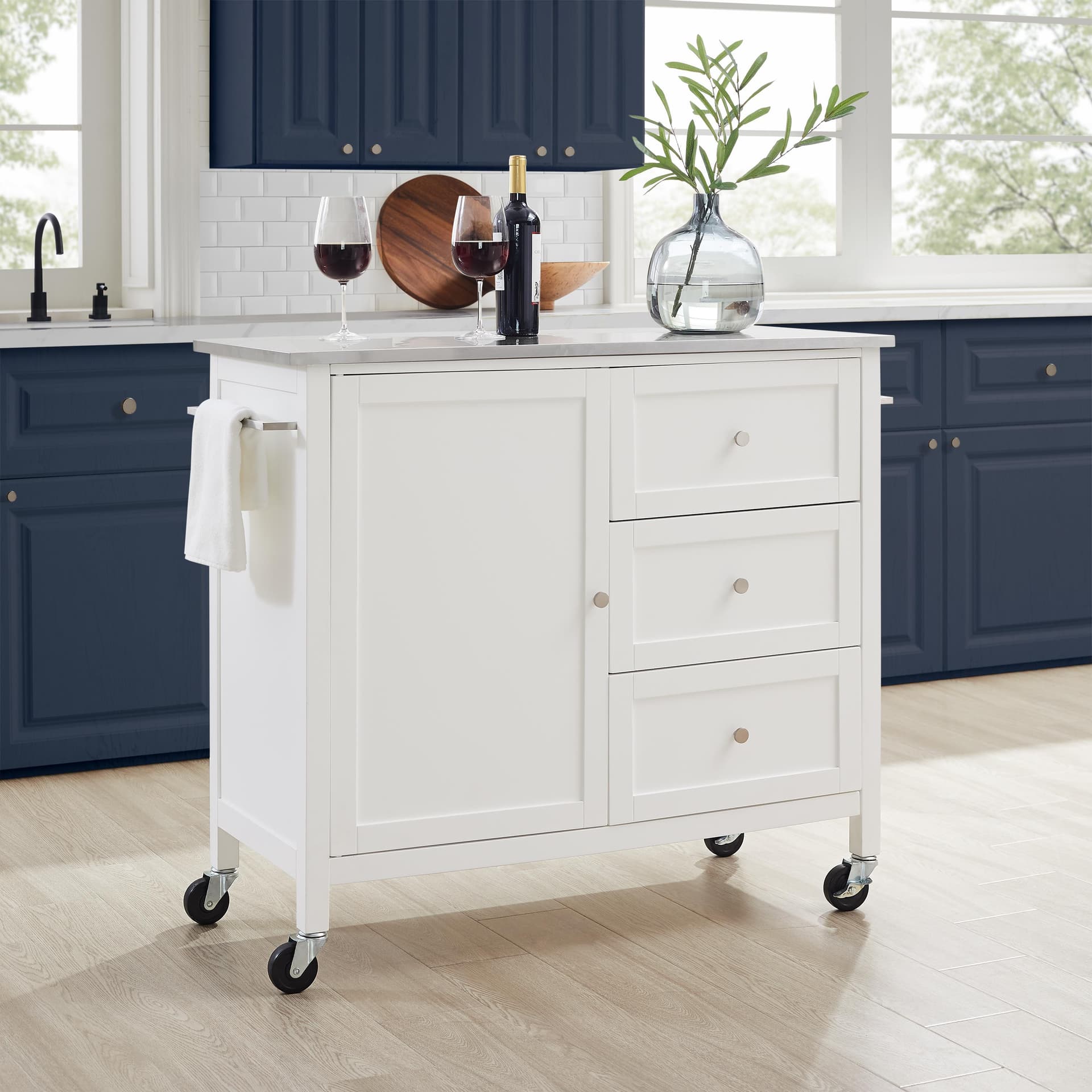 Soren Stainless Steel Top Kitchen Island/Cart