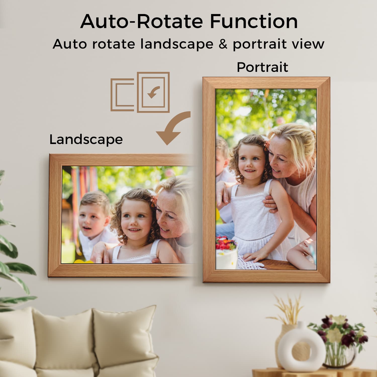 21.5” True Cloud Frame, Send Photo Remotely, Enhanced Photo Experience w/ HD IPS LCD Screen, 120GB Cloud Storage, 32GB Flash Storage, Auto-Rotate