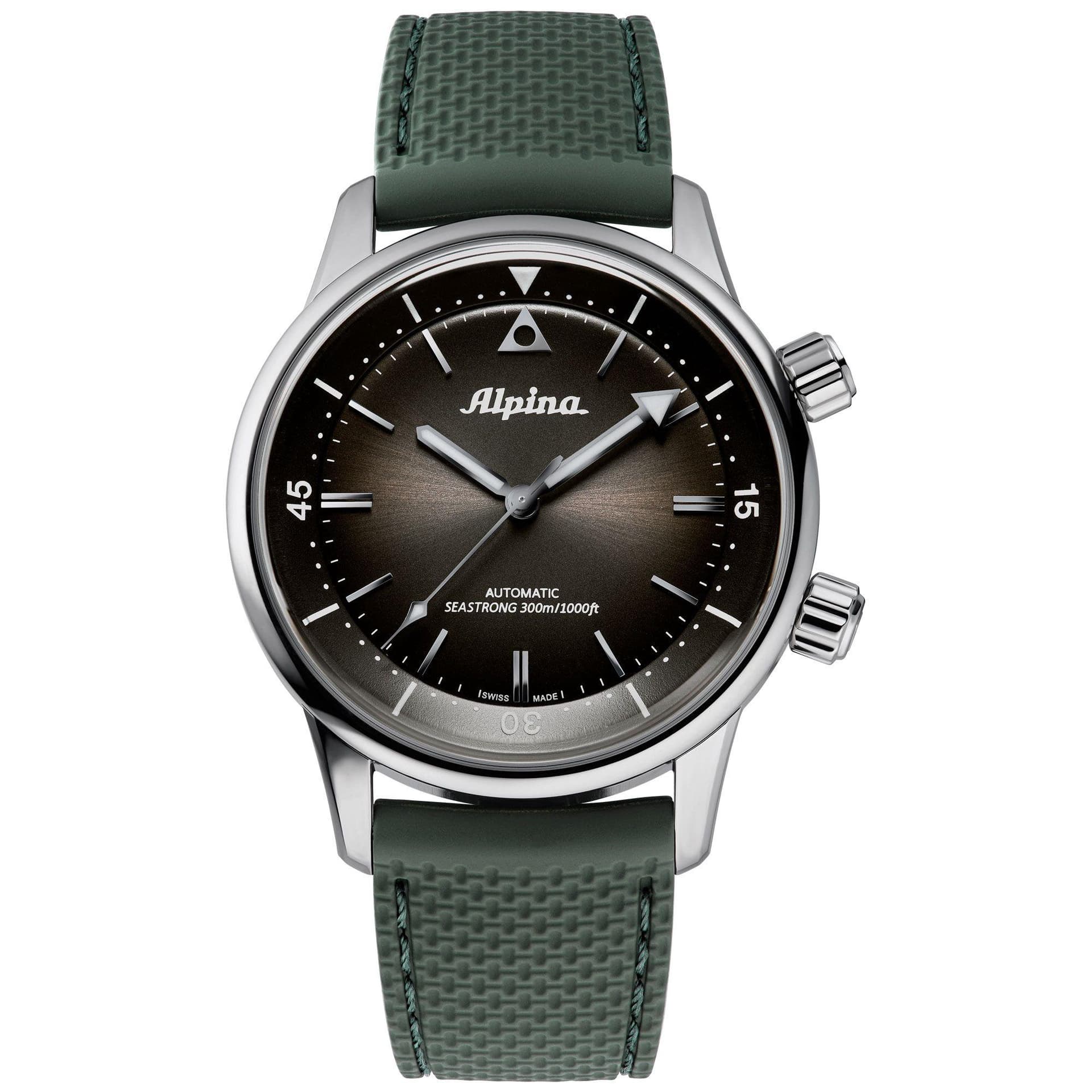 Alpina Mens Alpiner Rubber Strap watch, Black dial