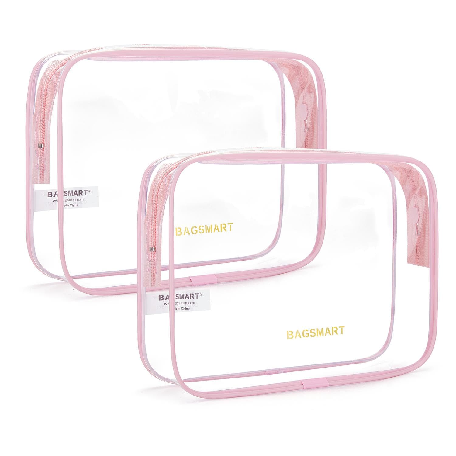 Bagsmart Clear Toiletry 2 Piece Set - Clear Pink