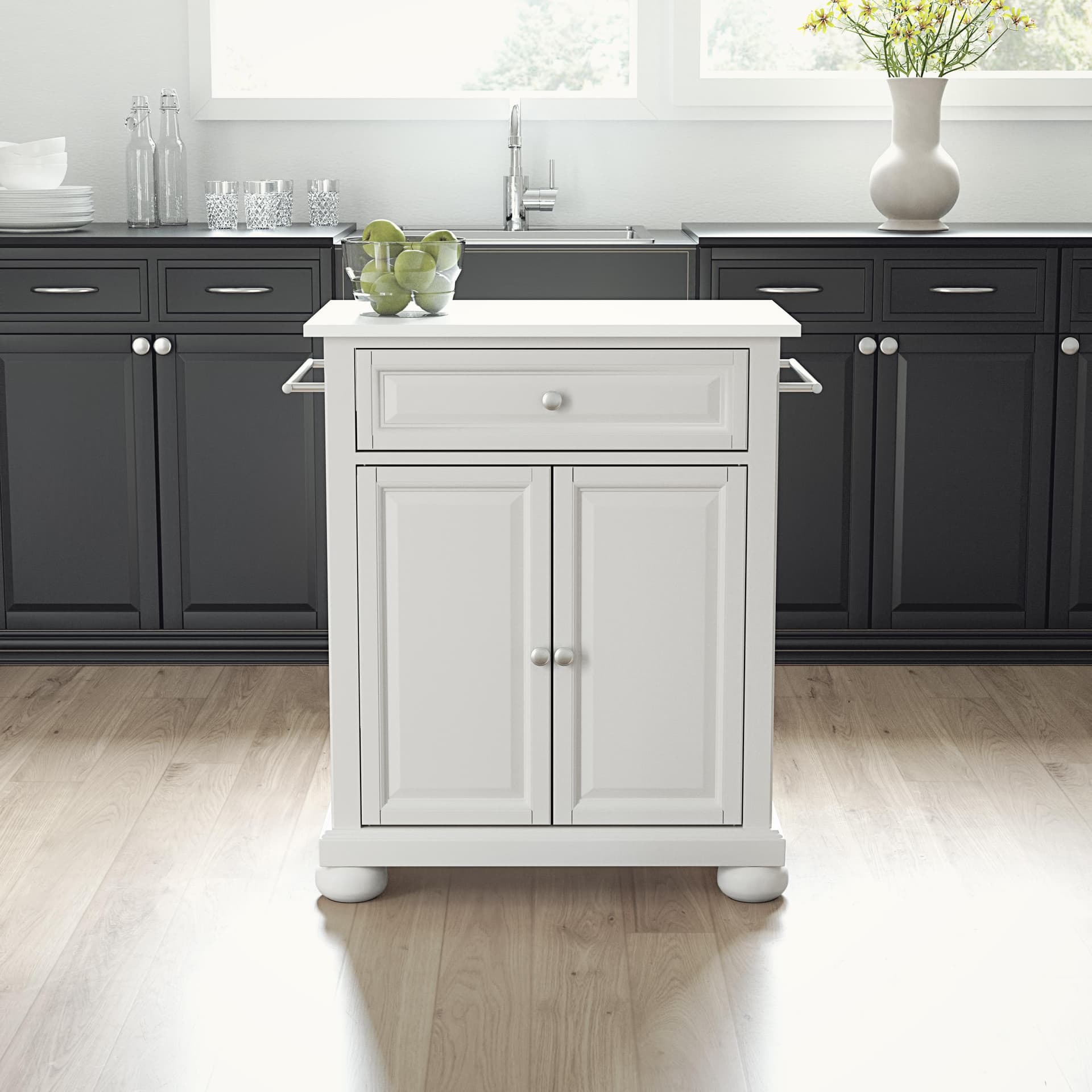Alexandria Stone Top Portable Kitchen Island/Cart