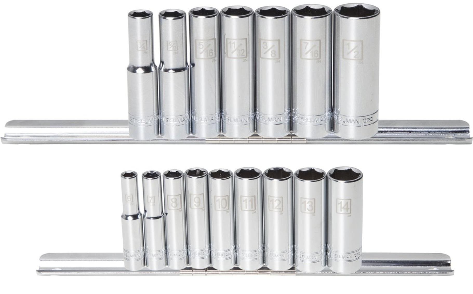 Steelman 16pc 1/4" Drive Deep Well Socket Set - SAE & Metric