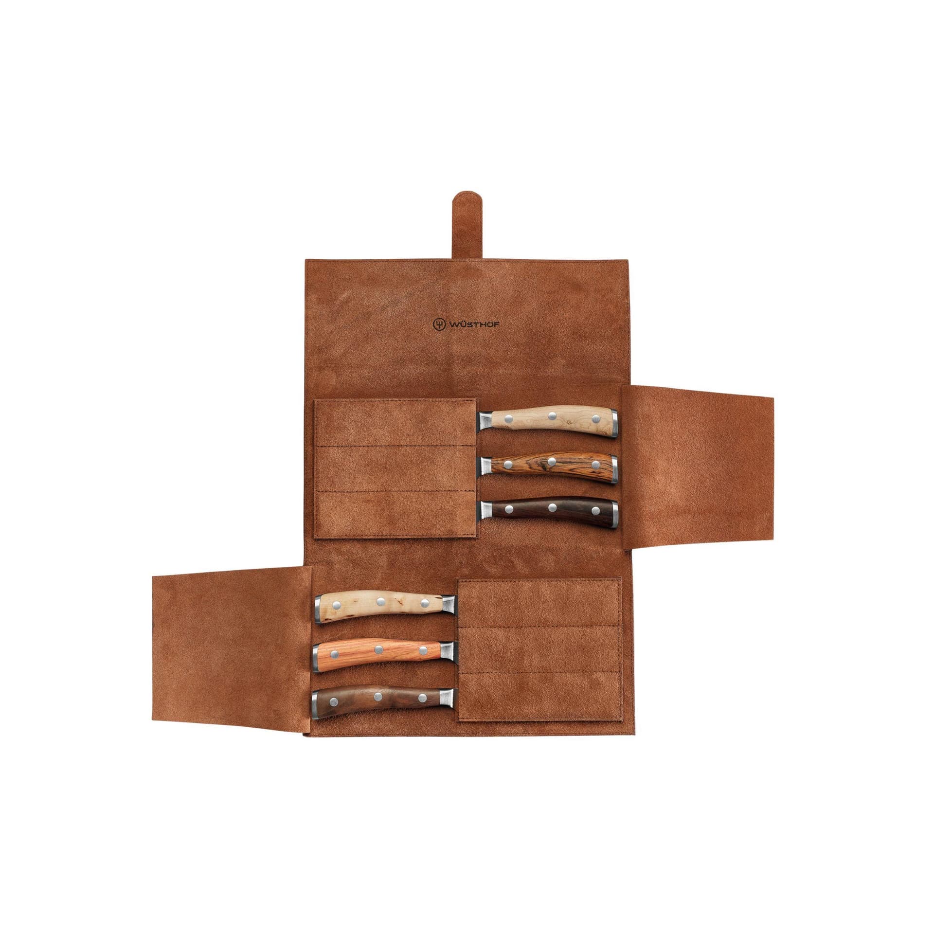 6-Piece Steak Knife Set with Leather Knife Roll
