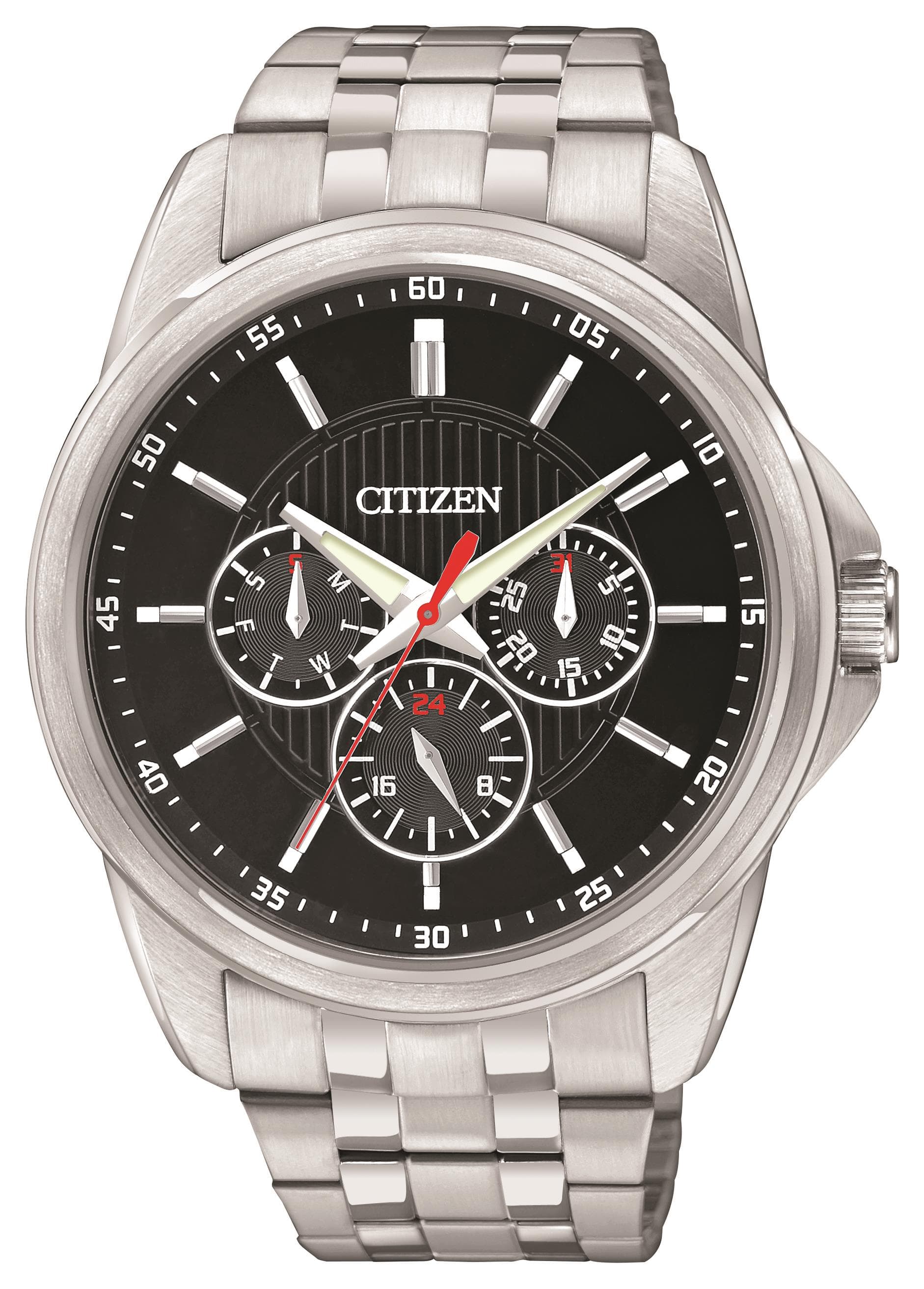 Mens Quartz Stainless Steel Watch Black Dial