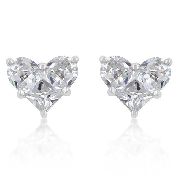 Three Stone Heart Earrings