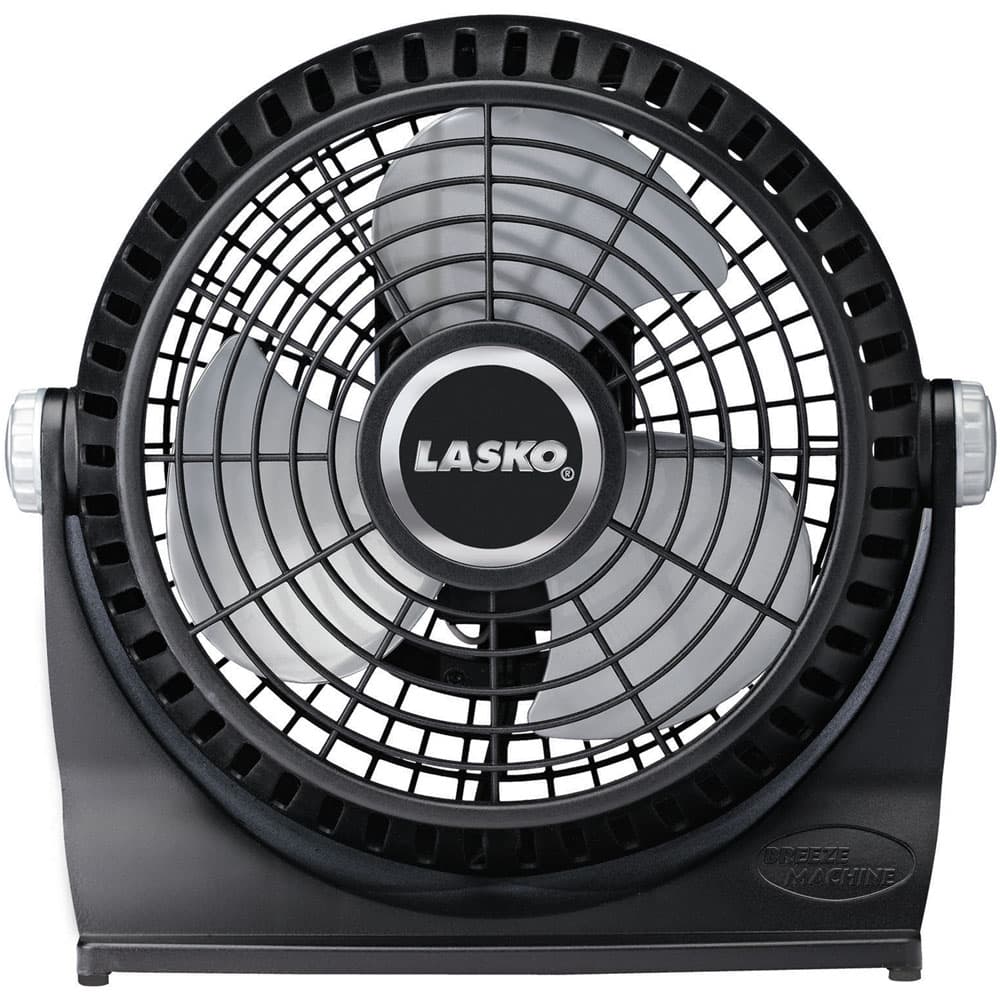 10-In. Breeze Machine Pivoting Floor/Table Fan, Black