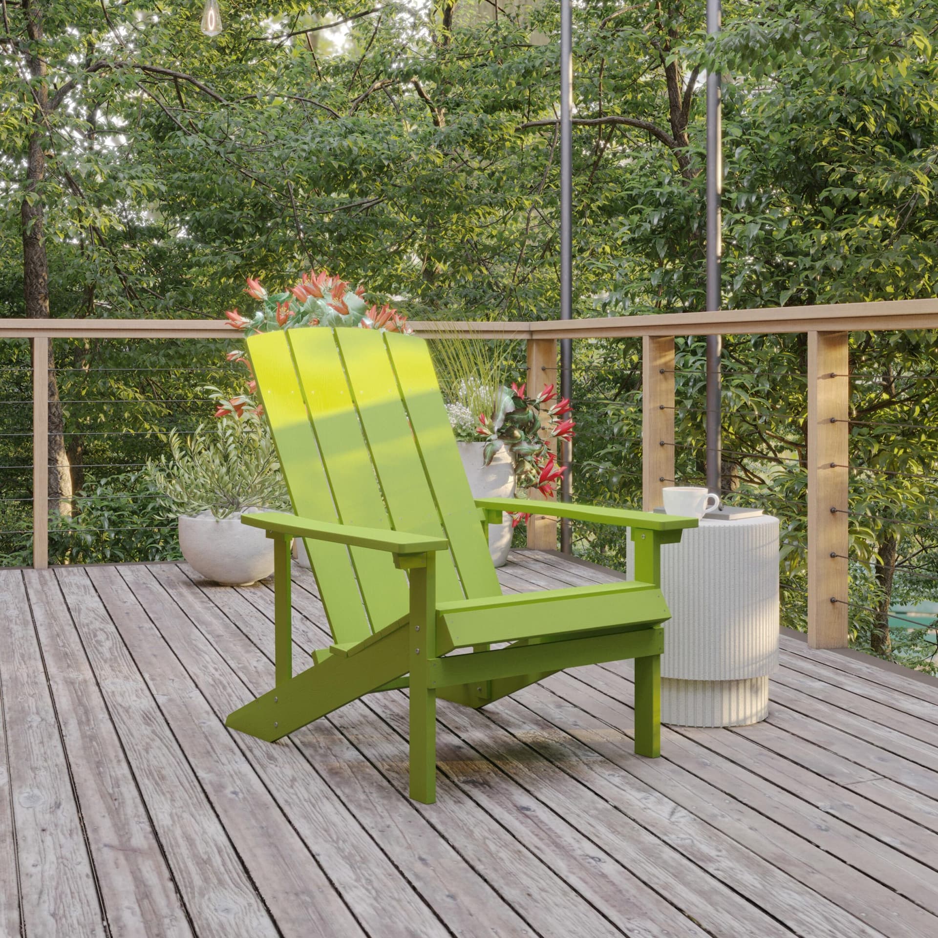 Outdoor White All-Weather Poly Resin Wood Adirondack Chair