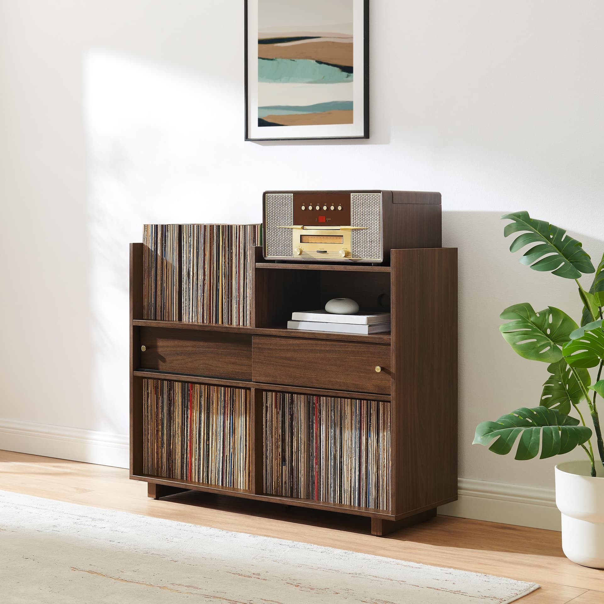 Dylan Record Player Cabinet With Vinyl And Cd Storage