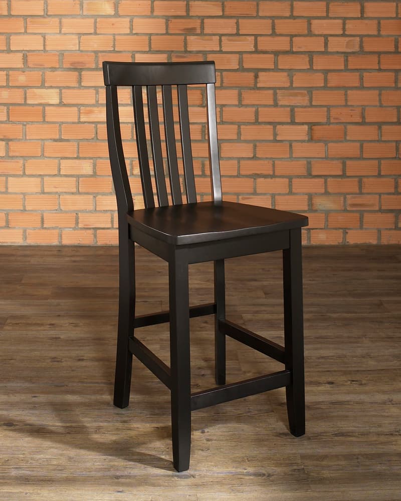 Schoolhouse Bar Stool (Black) w/ 24" Seat Height.(PAIRS)
