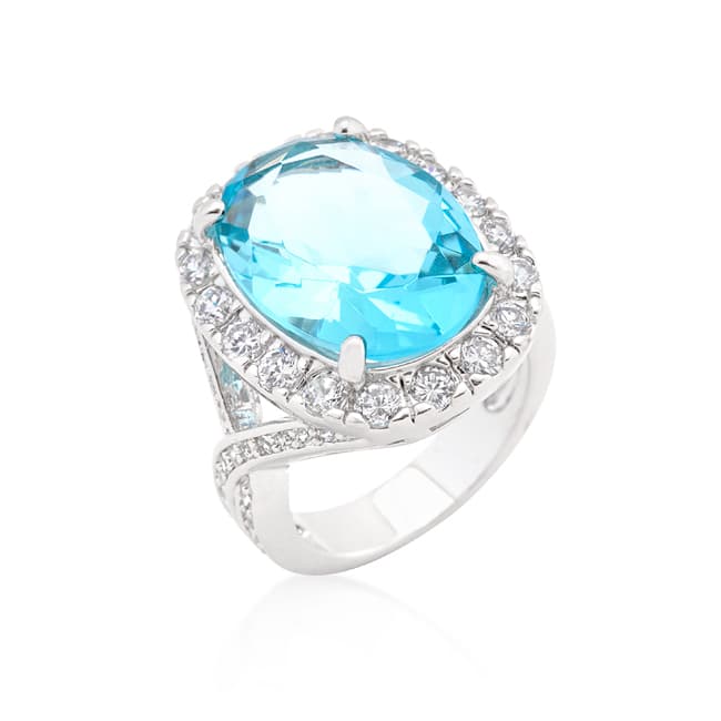 Oval Blue Topaz Cocktail Ring(10)