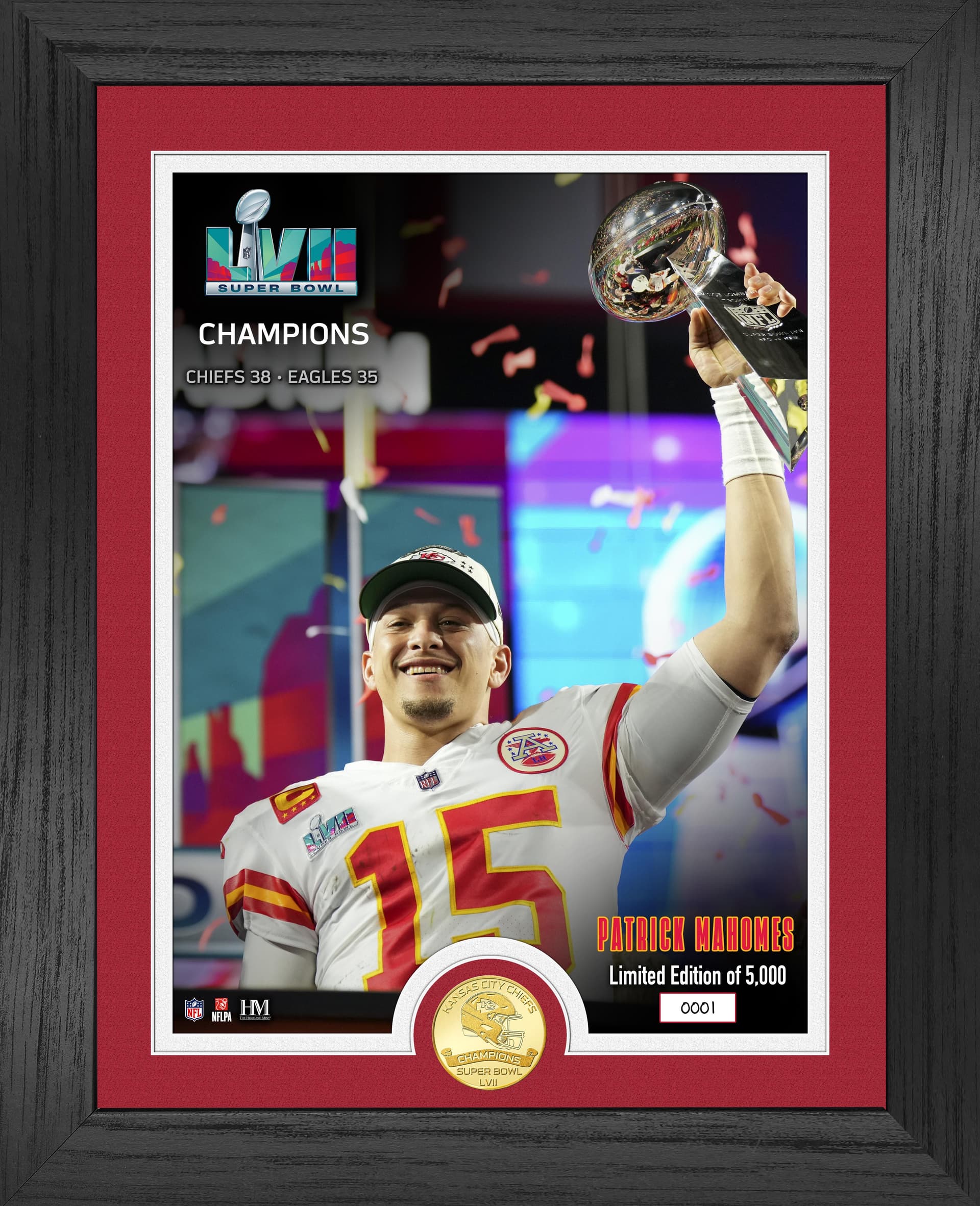 Patrick Mahomes Chiefs SB LVII Champion Trophy Photo Mint