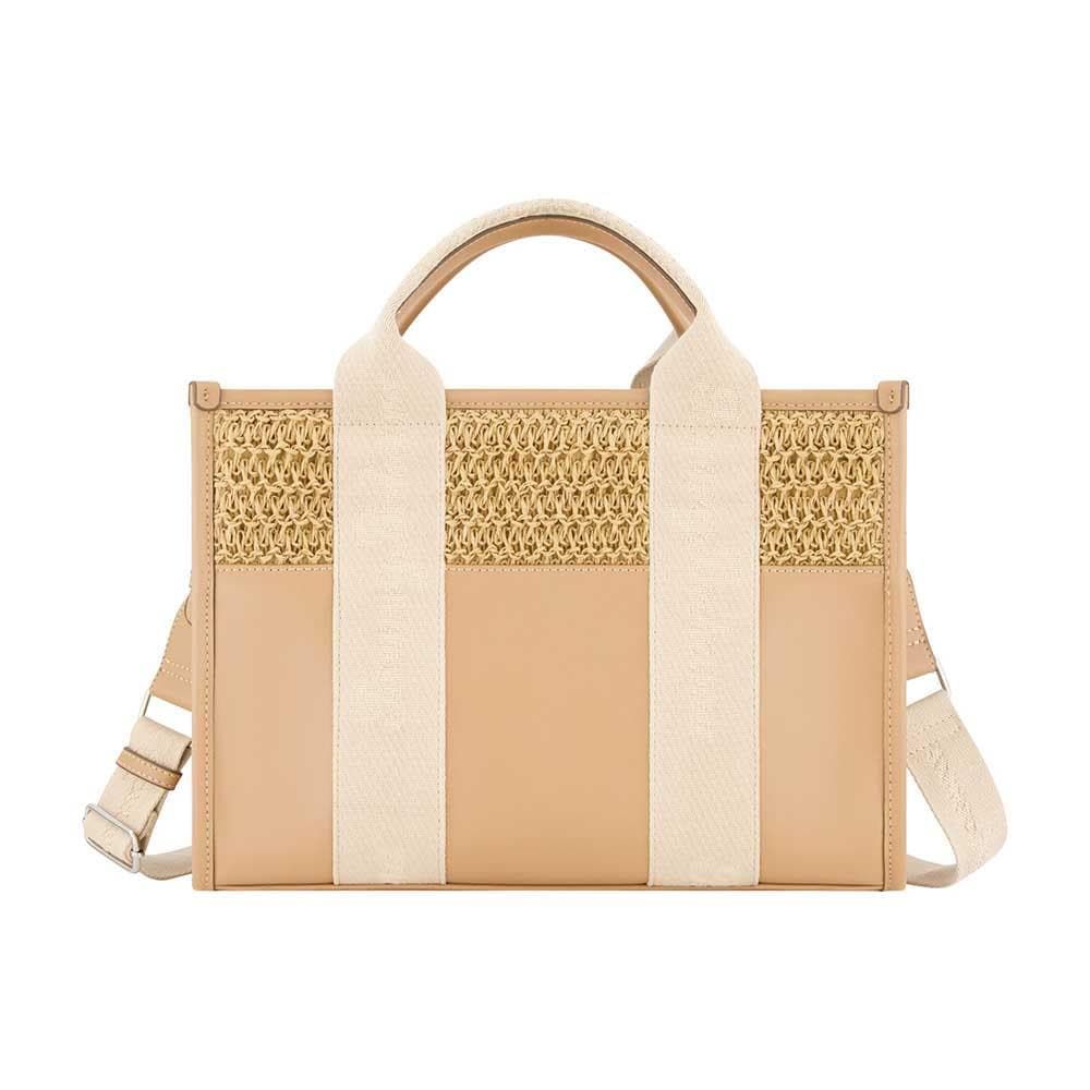 Raffia Logo Webbing Modern Tote