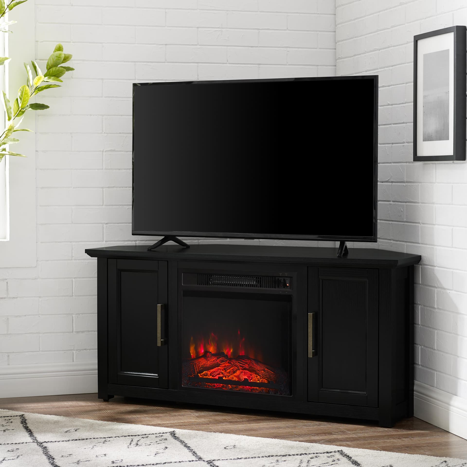 Camden 48" Corner Tv Stand W/Fireplace