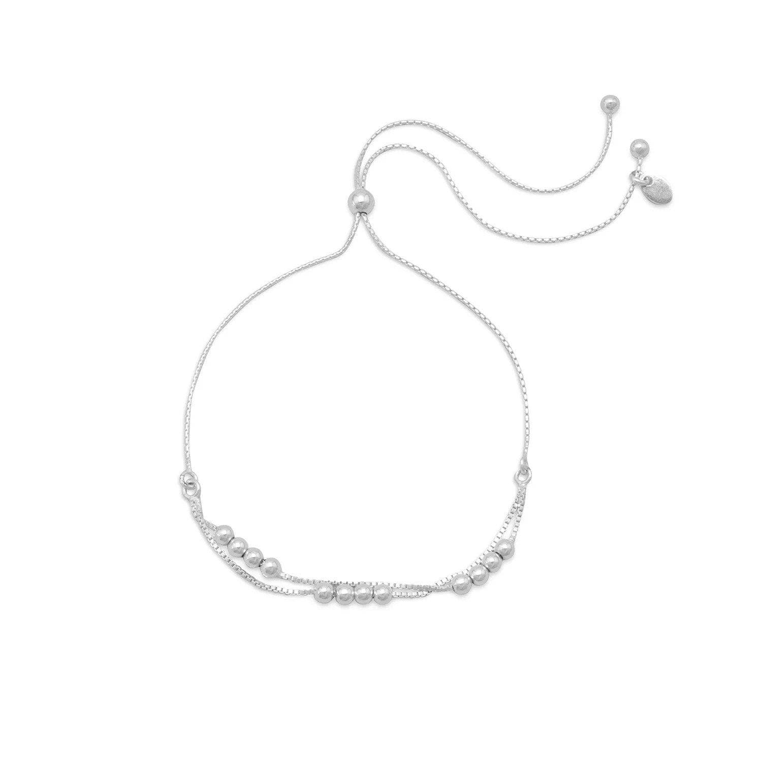 Adjustable Sterling Silver Beaded Bracelet