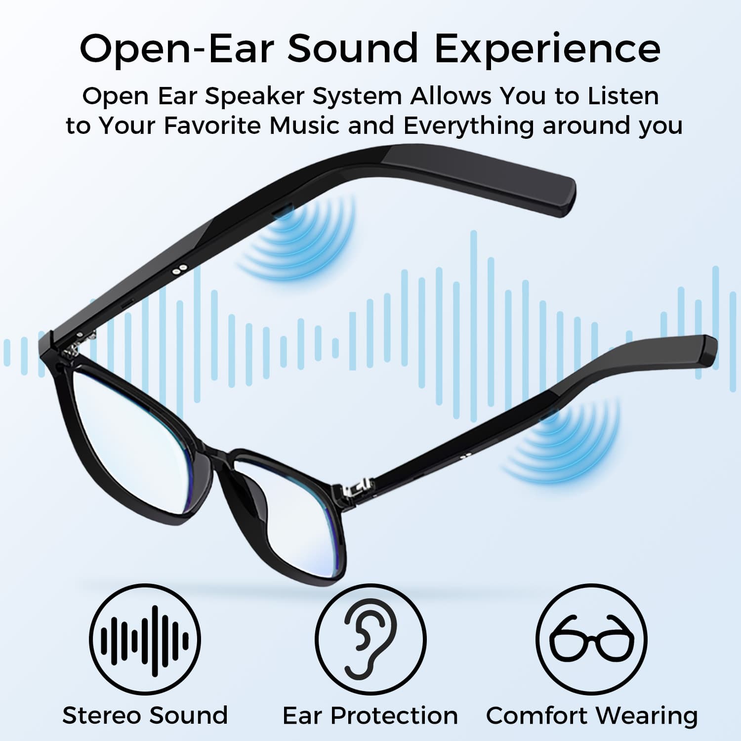 Polarized Bluetooth Smart Glasses w/ Microphone, Speakers, Blue Light Filter, Magnetic Lenses, 5hr Battery, Great for iPhone, Samsung, and Smart Phones
