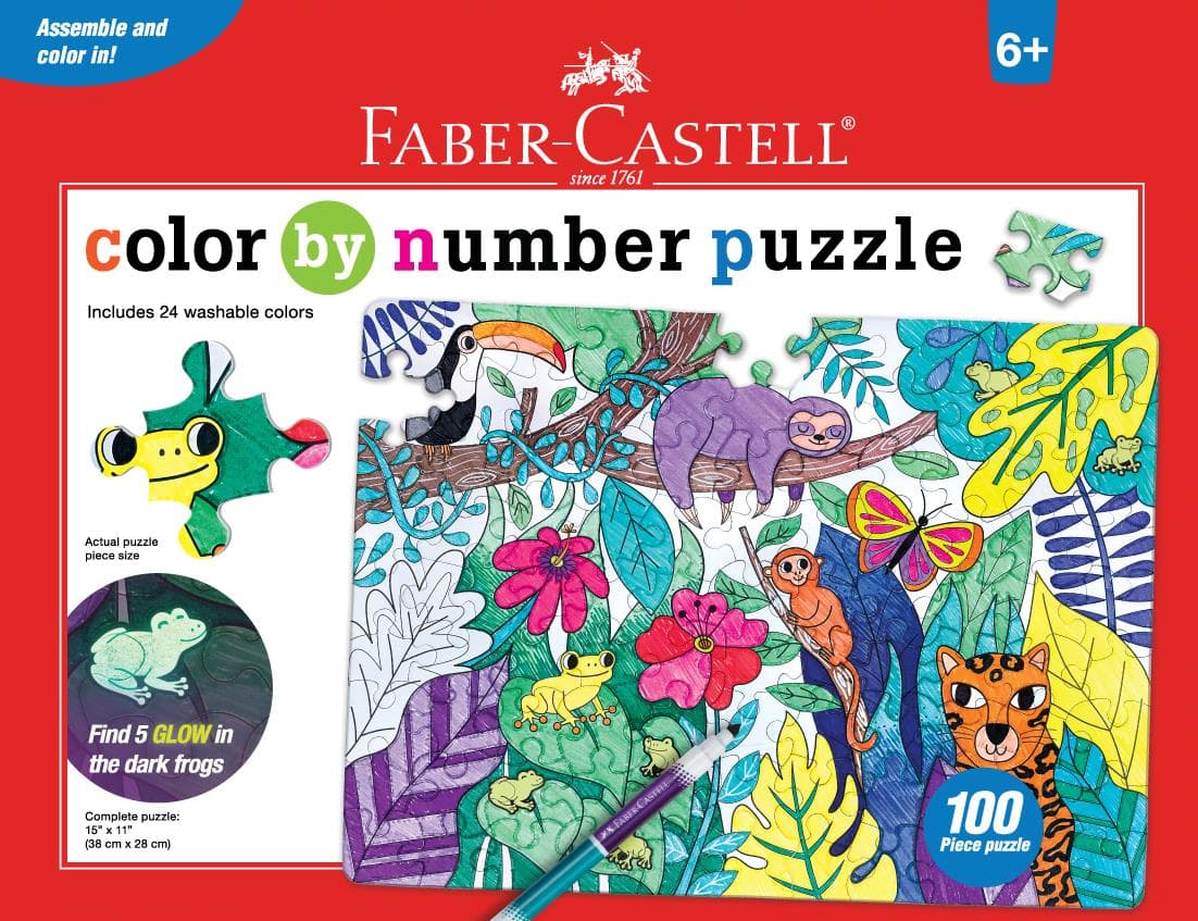 Color by Number Puzzle Jungle Animals