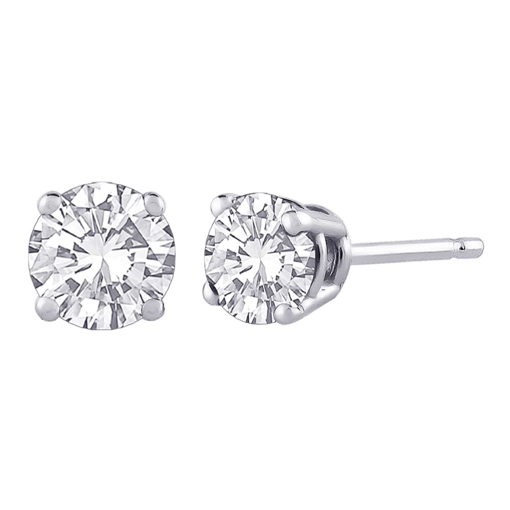 PARIKHS Round Prime Diamond Stud 14K White Gold 0.05ct IJK Color,I1 Clarity