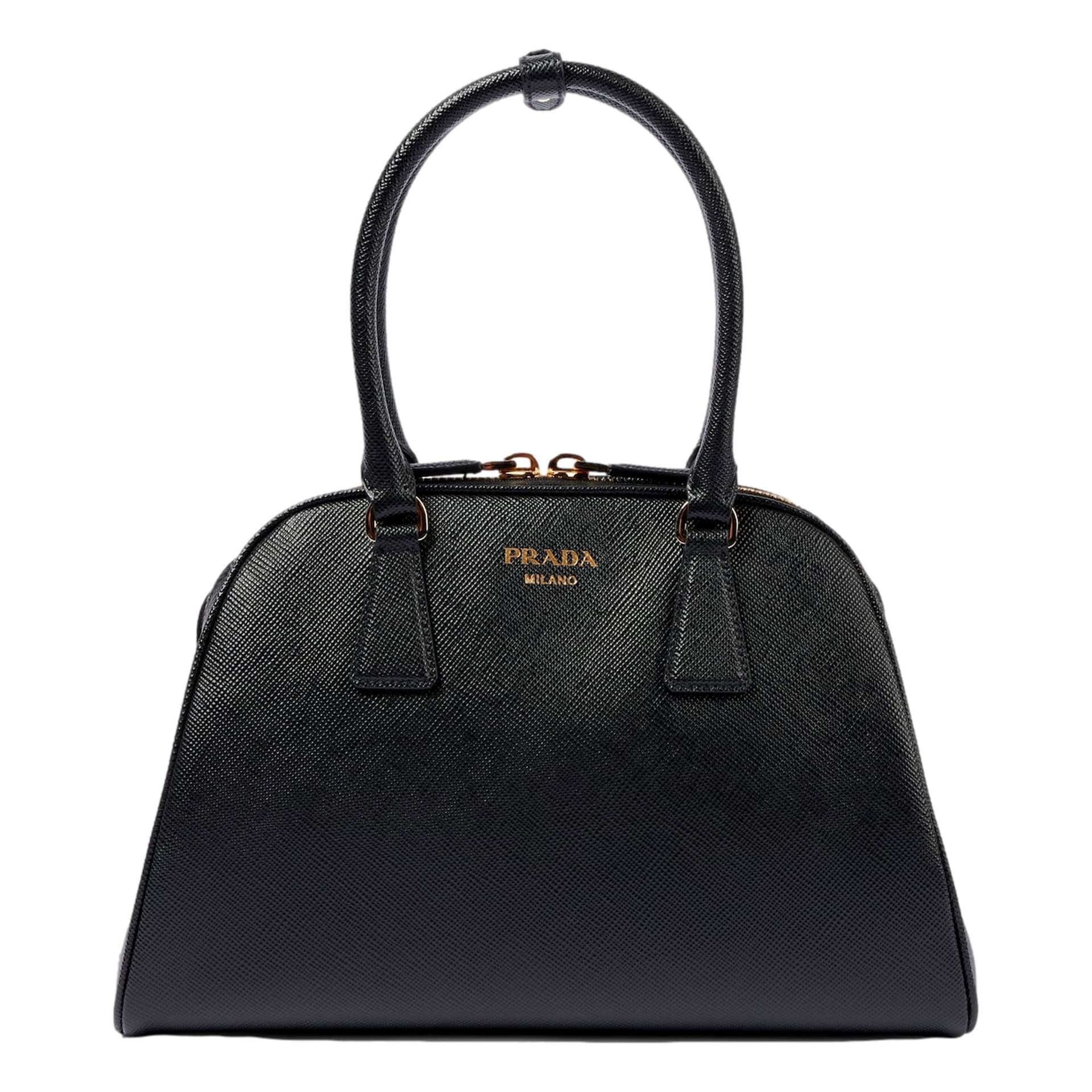 Prada Saffiano Soft Calfskin Top Handle Handbag Medium Nero Black